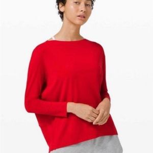 Lululemon Back In Action Long Sleeve Dark Red Size 8 Pima Cotton